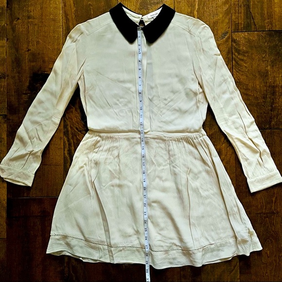 Aritzia Sunday Best Cream Color Shirt Dress with Black Collar and Open Back - Picture 7 of 9